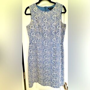 Brooks Brothers Blue/White embroidered Dress. Womens size 10